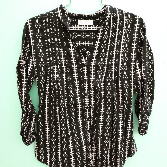 GOLDEN BIRD abstract tribal print pattern shirt tunic top Small cotton boho vtg - Picture 1 of 10